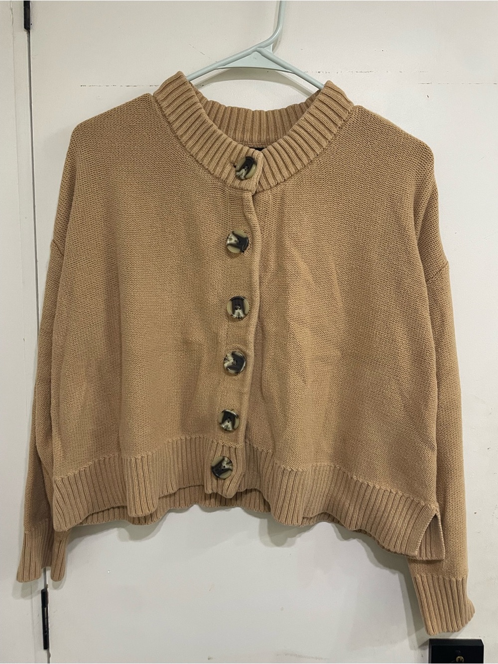 Quince organic cotton cardigan camel large